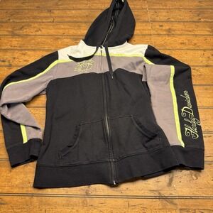 Harley Davidson FLAWED Hoodie Jacket XL Sweatshirt Embroidery Logo Full Zip